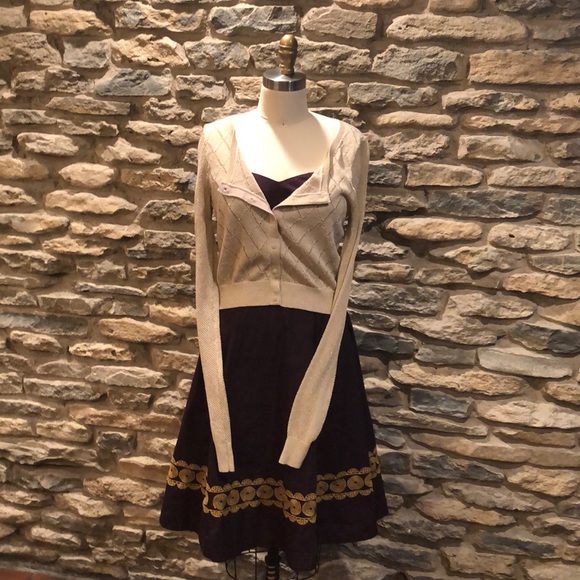 Girls From Savoy Aubergine Sky Dress Moth Sweater - Picture 3 of 8